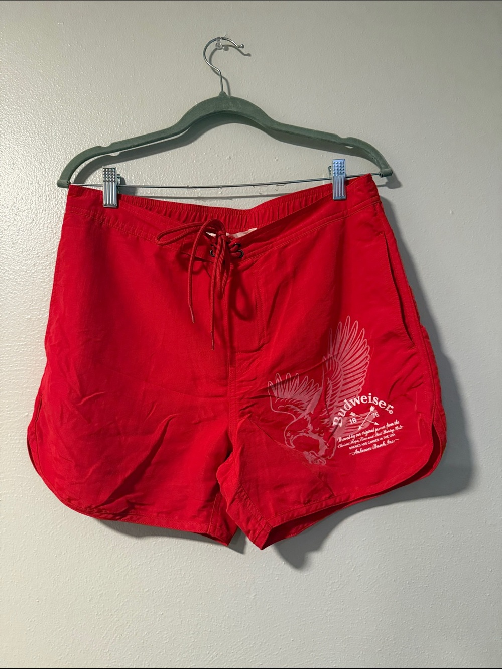 Budweiser Red men Athletic Drawstring Shorts with Eagle Graphic